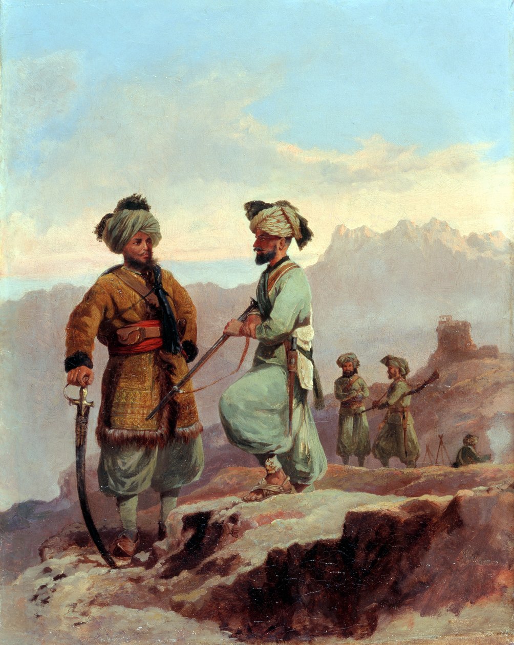 Piket, 20. pandžábský pluk bengálské domorodé pěchoty, severozápadní hranice, cca 1868 od Major General Walter Fane