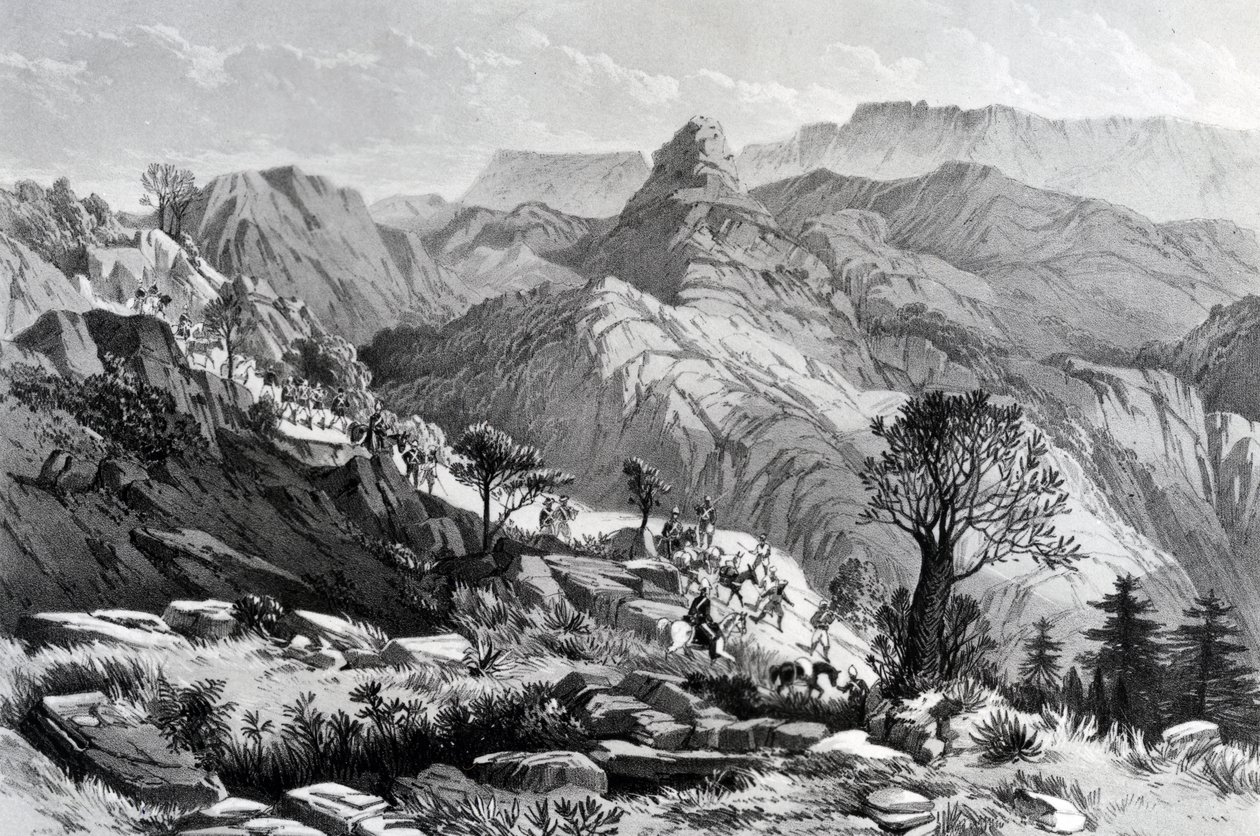 Na pochodu poblíž Dongolo, vyryl James Ferguson, 1868 od Major A.G.F. Hogg