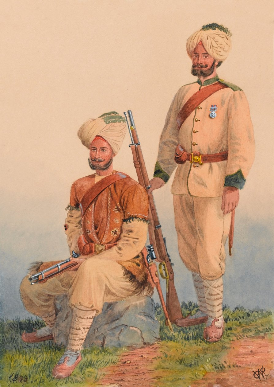 Sikh Orderlies generála Robertse, Dewa Singh a Dehan Singh, 3. Paňdžábská pohraniční jednotka od Major General R.G. Woodthorpe