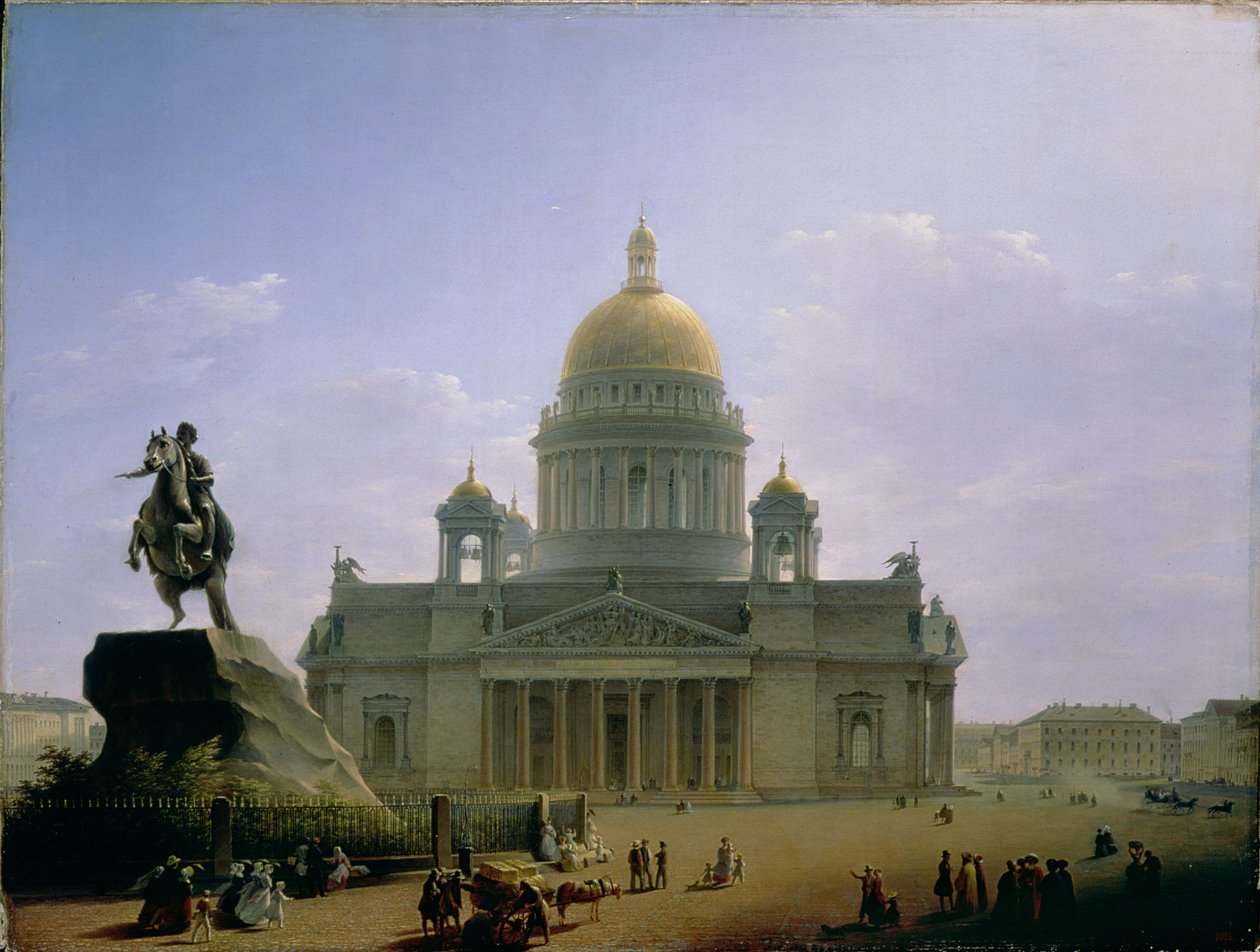 Katedrála svatého Izáka se sochou Petra Velikého, 1844 od Maksim Nikiforovich Vorobiev
