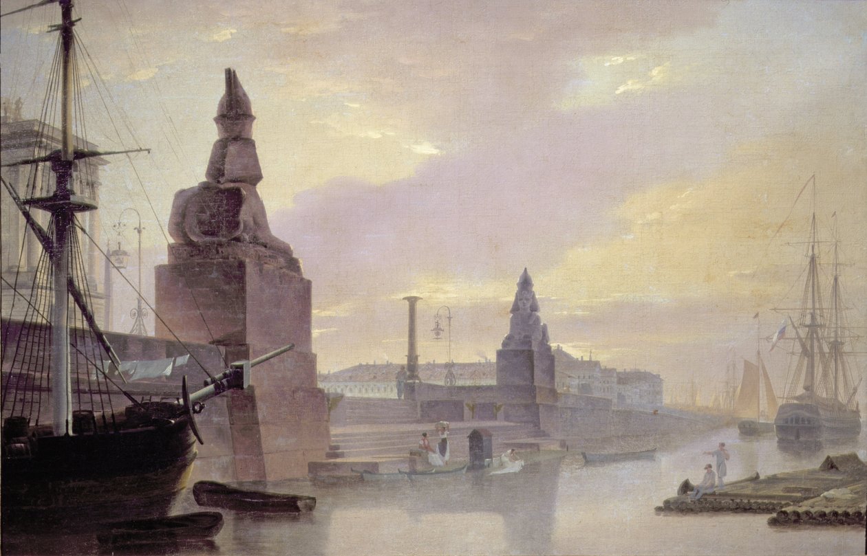Nábřeží Něvy u Akademie umění, 1835 od Maksim Nikiforovich Vorobiev