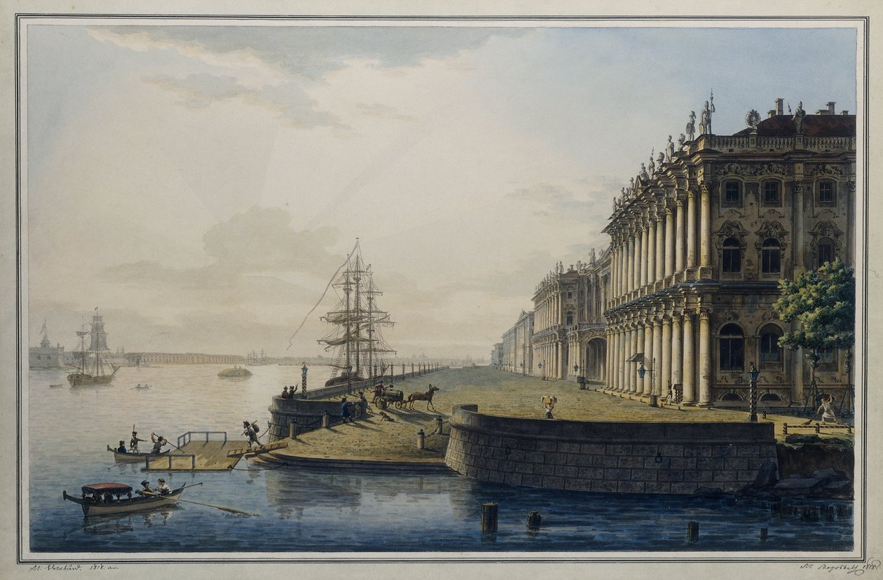 Pohled na císařský zimní palác, 1818 od Maksim Nikiforovich VorobOev