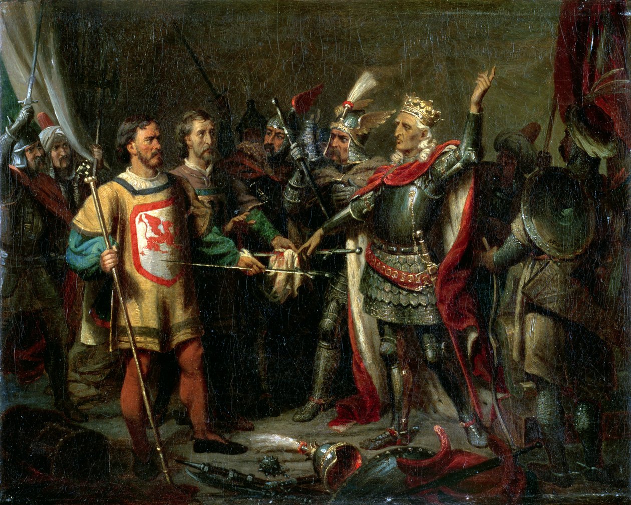 Vladislav II. Jagellonský před bitvou u Tannenbergu, 15. července 1410, 1854 od Maksymiljan Antoni Piotrowski