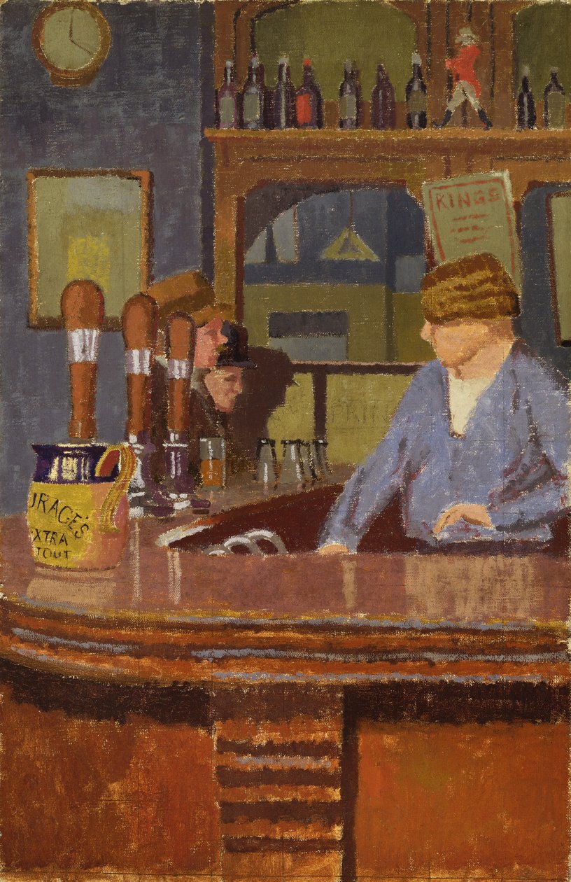 The Princess of Wales Pub, Trafalgar Square: Paní Francis za barem, kolem roku 1931 od Malcolm Drummond