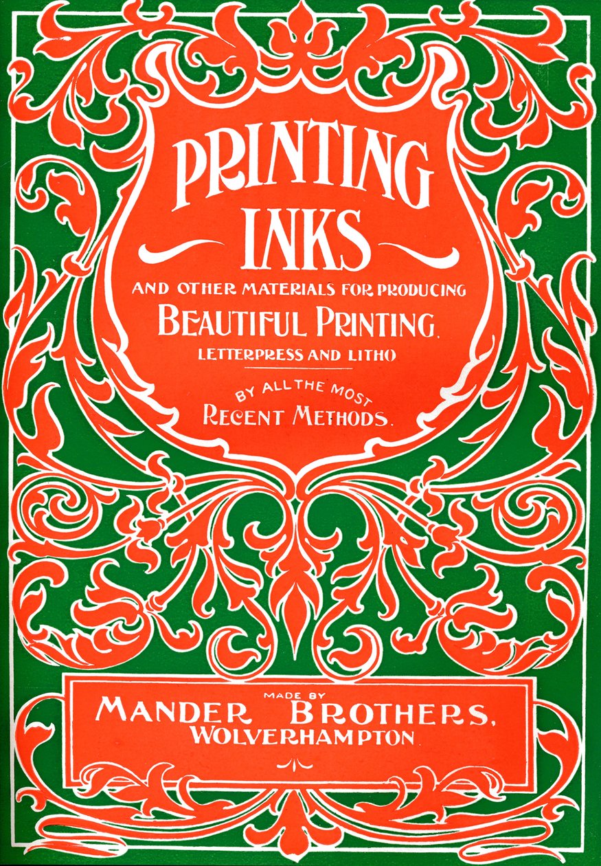 Tiskařské barvy a další materiály pro výrobu krásného tisku - reklama, 1916 od Mander Brothers