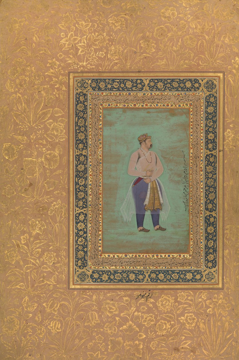 recto: Portrét prince Danyala, Folio z alba Shah Jahan, recto: konec 16. století. od Manohar