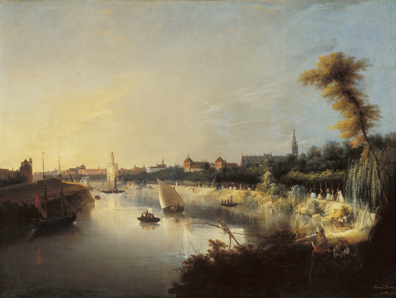 Pohled na řeku Guadalquivir od Manuel Barron y Carrillo