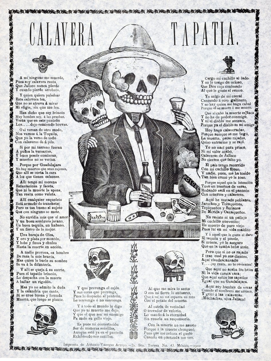 Calavera Tapatia, publikoval 1910 od Manuel Manilla