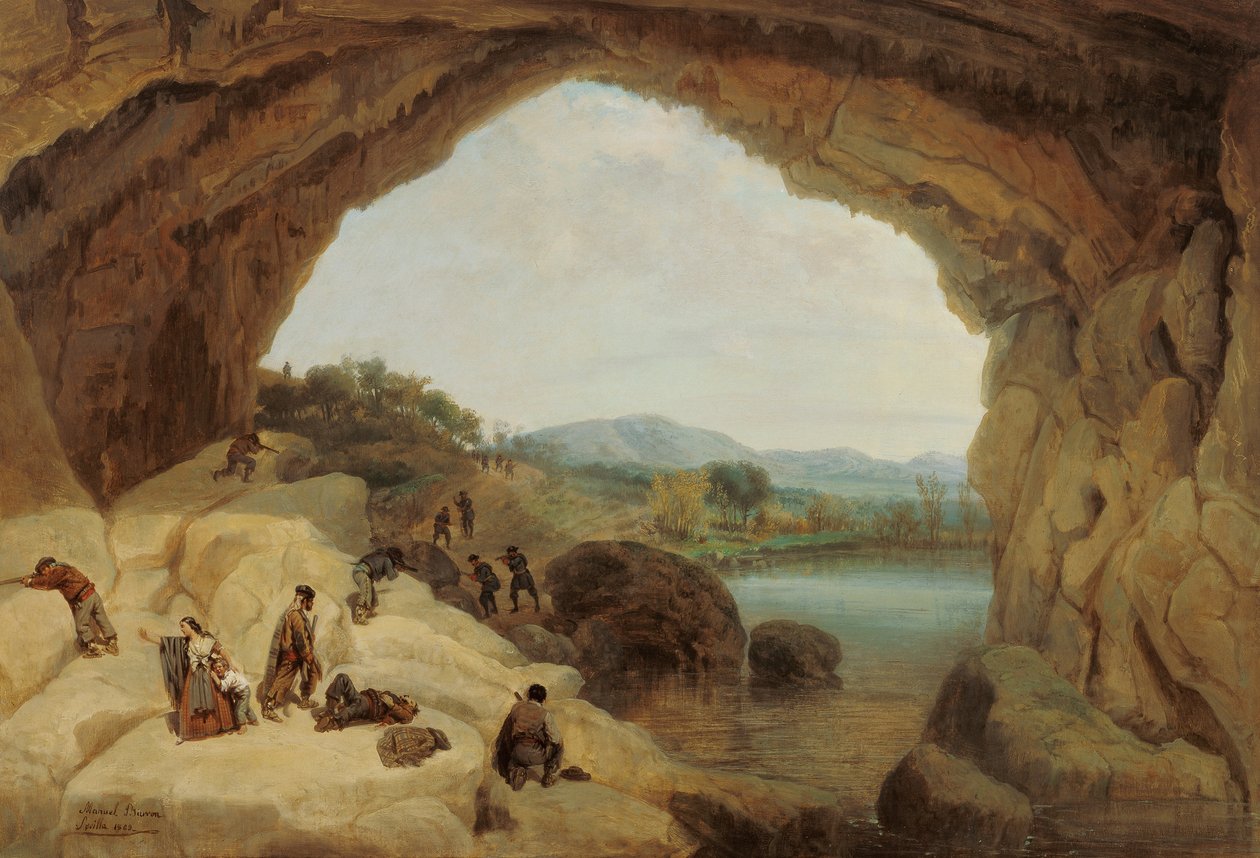 Přepadení skupiny banditů v Cueva del Gato od Manuel Barron y Carrillo