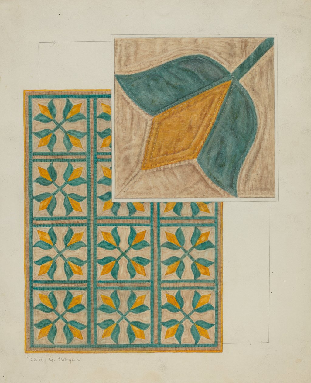 Coverlet-Applique Quilt, c. 1937. od Manuel G. Runyan