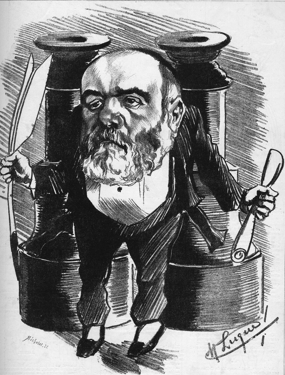 Karikatura dramatického kritika Francisque Sarceyho od Manuel Luque