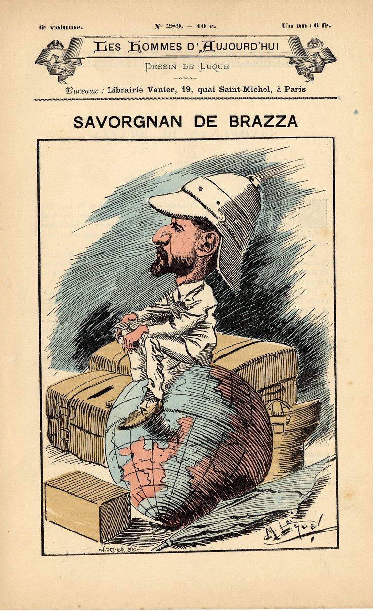 Obálka dnešních mužů, číslo 289, ilustrace Manuel Luque (1854-1919): Colonization Colonialism Colonies - Explorer, Pierre Savorgnan de Brazza (1852-1905) - Earth od Manuel Luque
