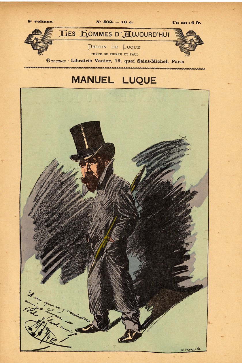 Obálka The Men of Today, číslo 402, ilustrace Manuel Luque (1854-1919): Karikaturisté - Luque Manuel (1854-1924) od Manuel Luque