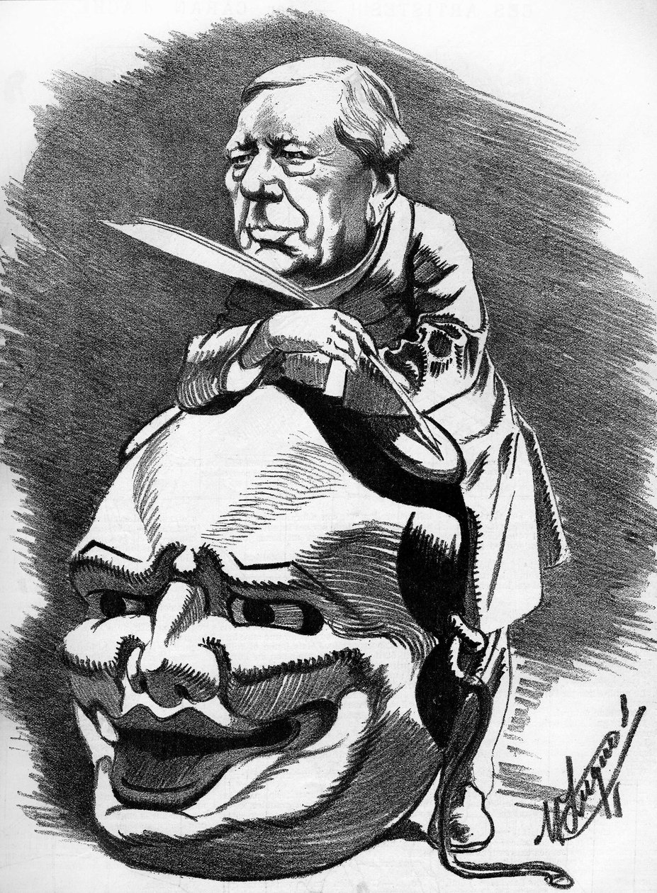 Eugene Labiche (1815-1888), francouzský dramatik. Kreslený karikaturista Manuel Luque. V „The Cartoon“ z roku 1886. od Manuel Luque