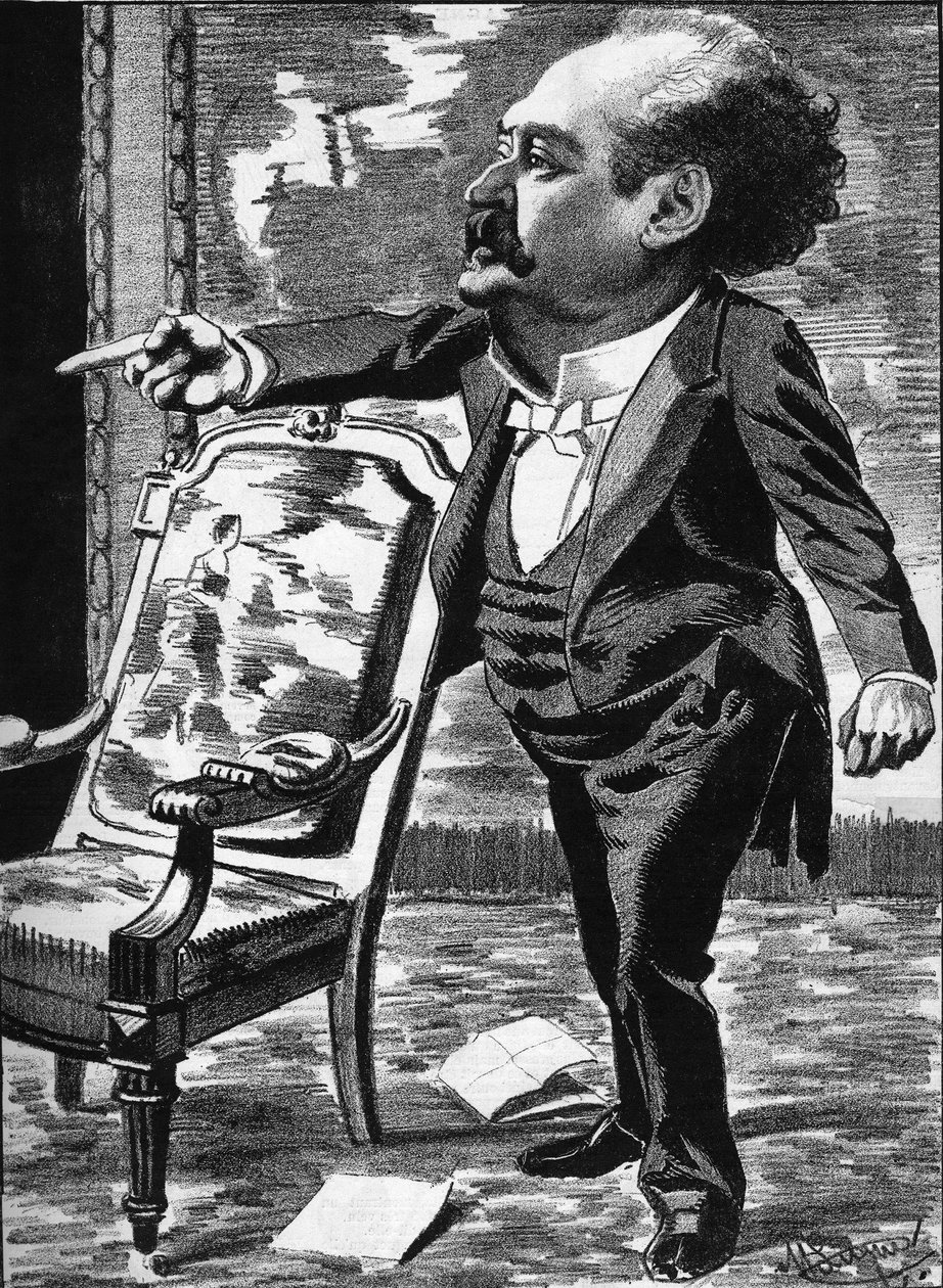 Jose Dupuis (1831-1900), herec, fantasy komik. Kreslený karikaturista Manuel Luque. V „The Cartoon“ z roku 1886. od Manuel Luque