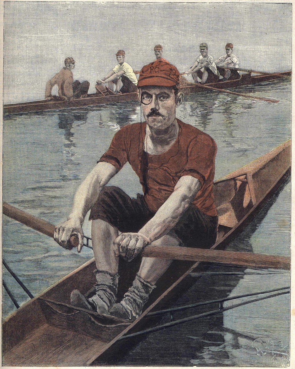 Veslovací závod, ve Francii Ilustrace Luque, z francouzských novin Le soleil du dimanche od Manuel Luque