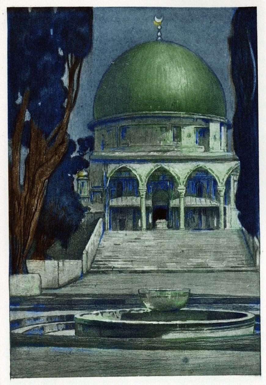 Mešita Al-Aksá (Al-Aksá) v Jeruzalémě. Rytina Manuela Orazziho (1860-1934), v „“L