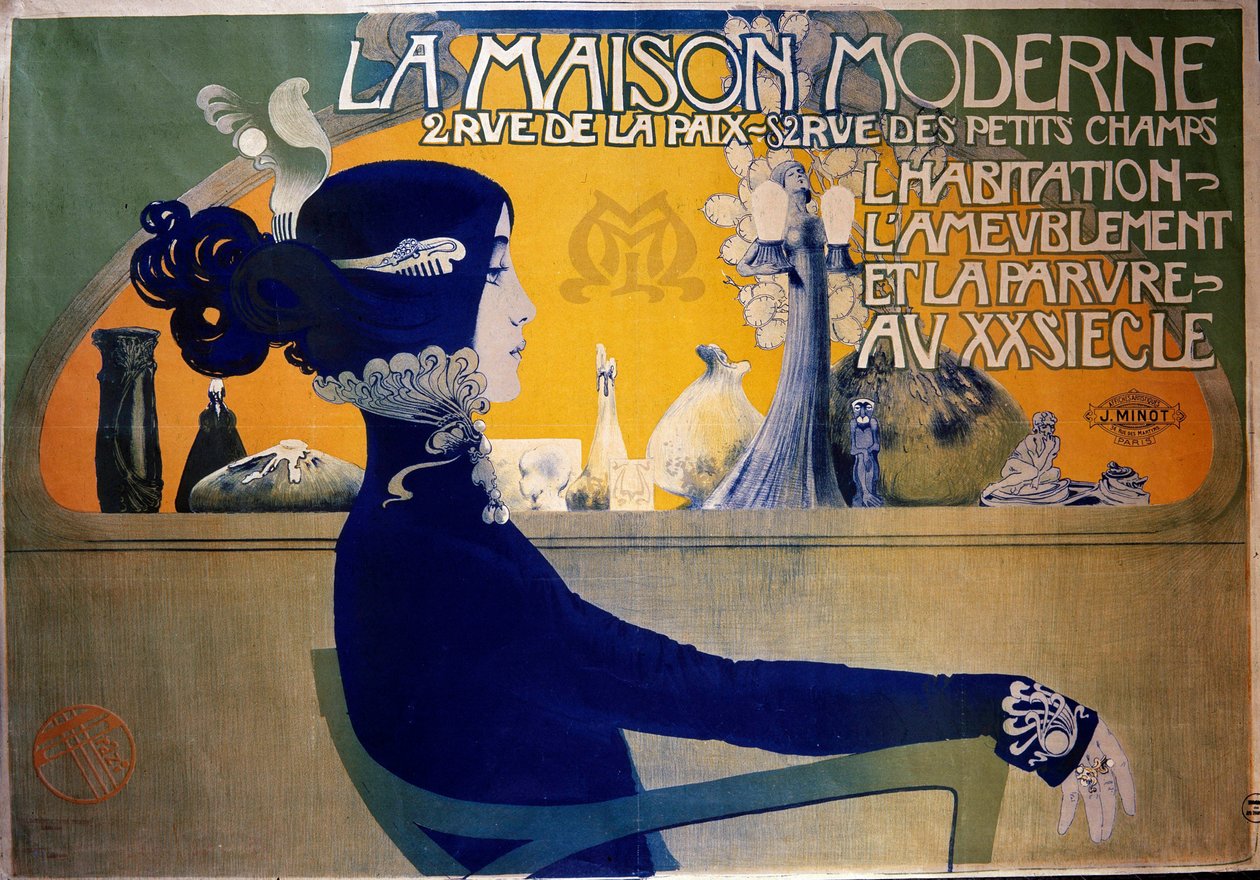 Art Nouveau: plakát "" Moderní dům "" od Orazi. 20. století. Dekorativní umění, Paříž. DR od Manuel Orazi