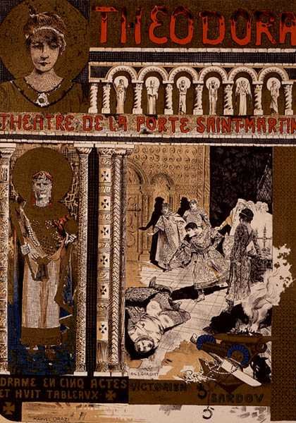 Reprodukce reklamního plakátu „Theodora“ od Victoriena Sardoua v Theatre de la Porte Saint-Martin v Paříži (barevné lito) (viz 127036) od Manuel Orazi