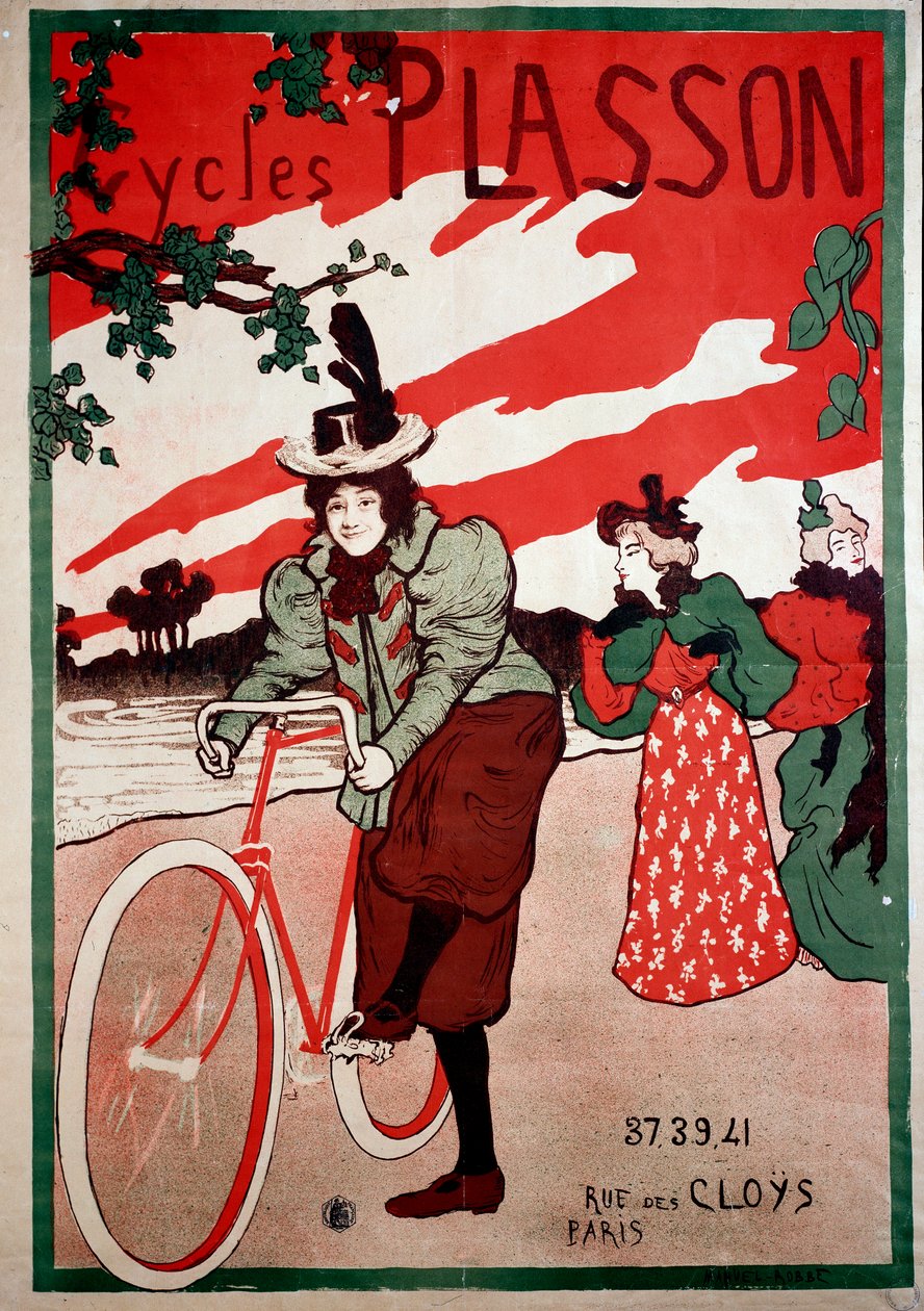 Belle Epoque: reklamní plakát na kola (jízdní kola) Plasson. Plakát Manuela Robbeho (1872-1936) Soukromá sbírka od Manuel Robbe