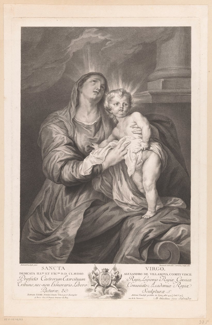Marie s Ježíškem Sancta Virgo (název na objektu) od Manuel Salvador Carmona
