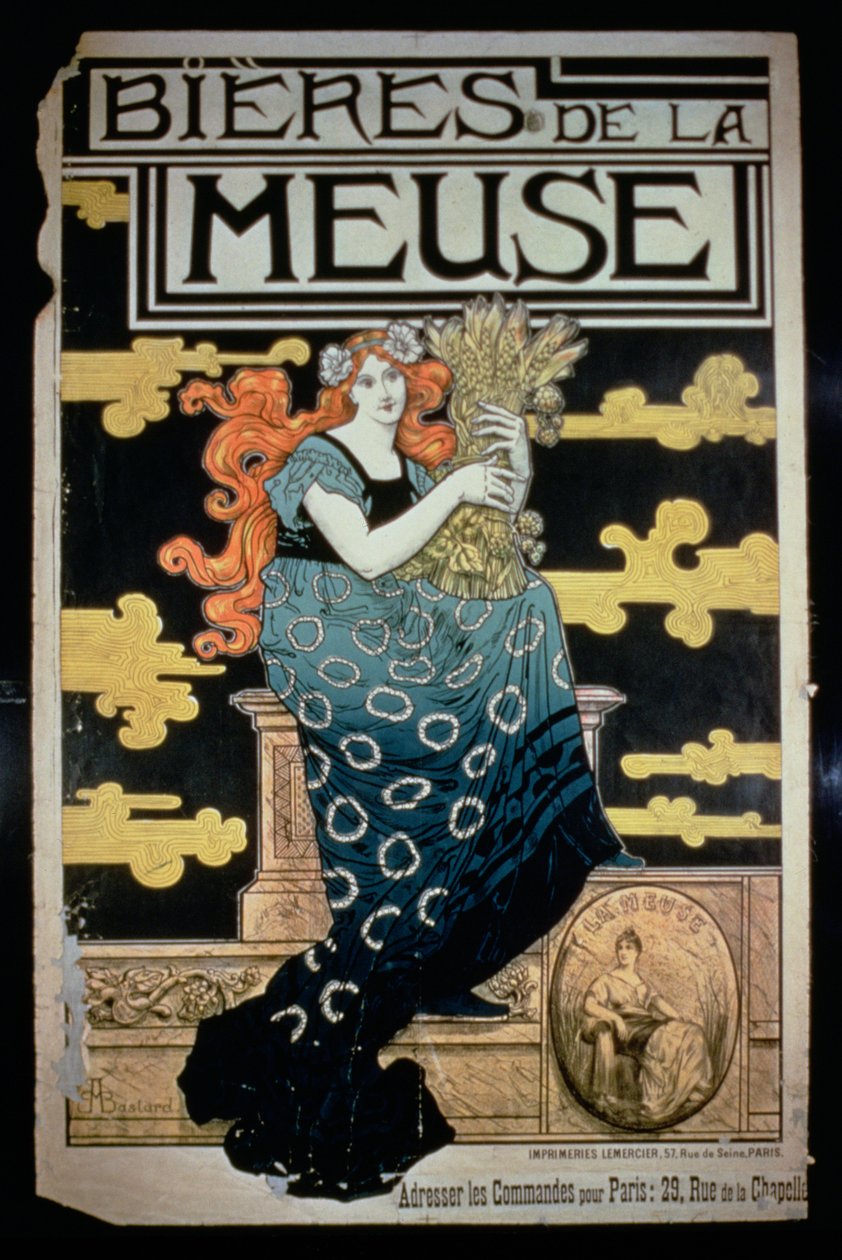 Plakátová reklama na piva La Meuse od Marc Auguste Bastard