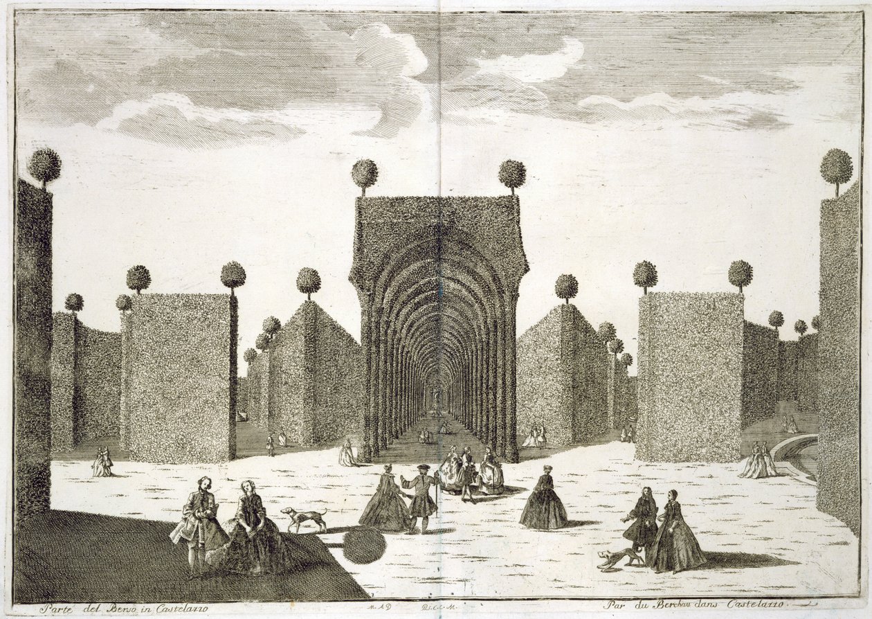 Topiary Gardens, z Delights of the Villa Castellazzo, od Domenica Felice Leonardiho, vydáno 1743 od Marc