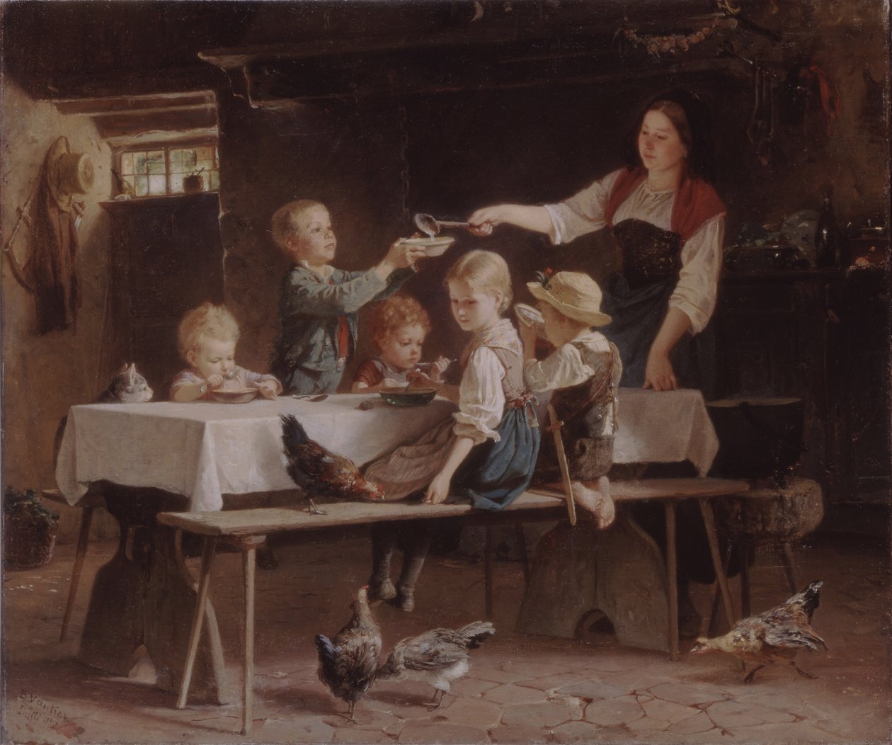 Děti na obědě, 1857 od Marc Louis Benjamin Vautier the Elder