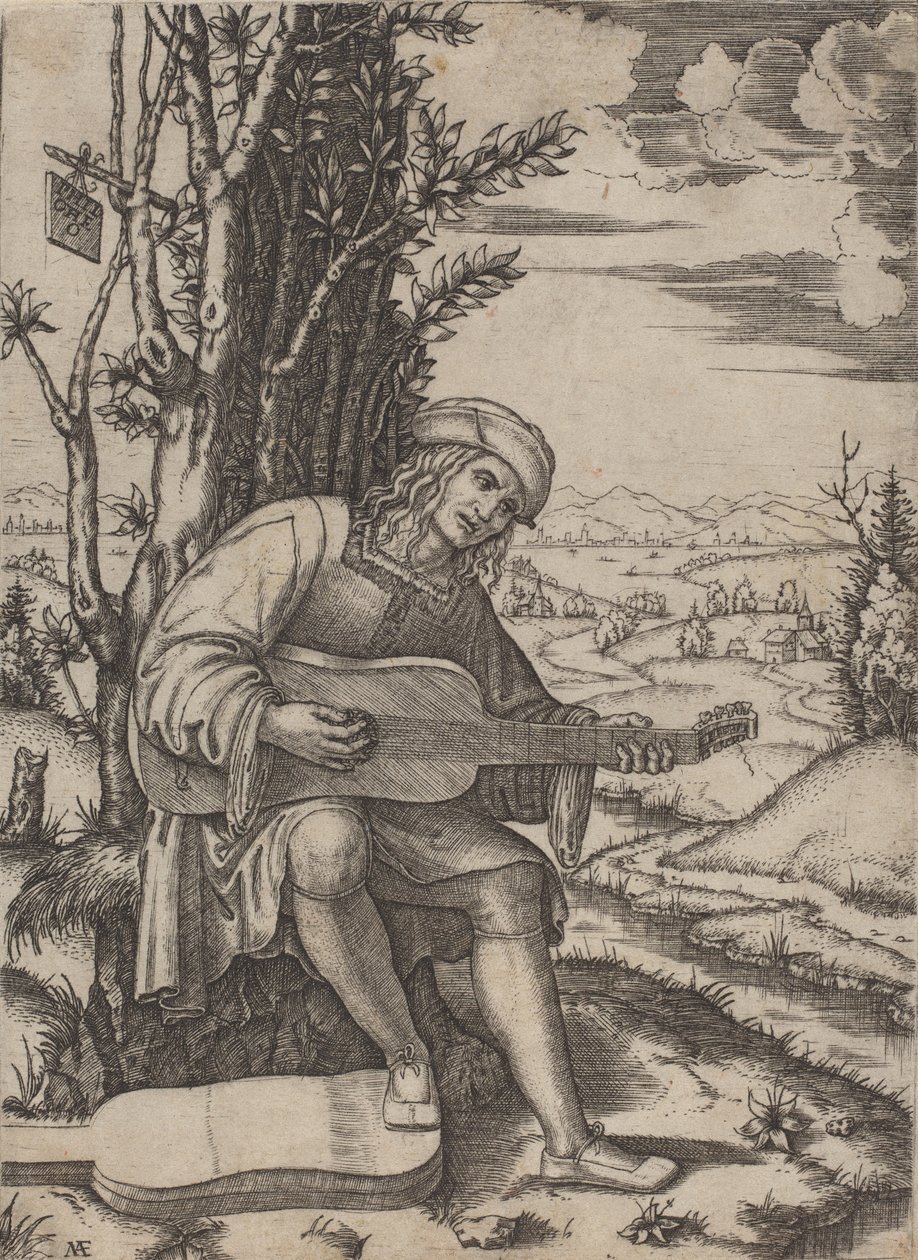 Hráč na kytaru od Marcantonio Raimondi