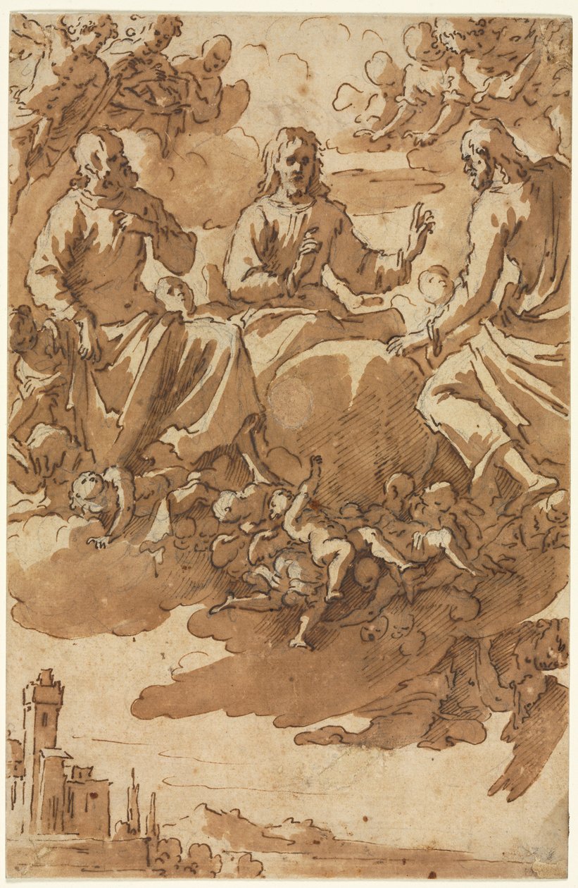 Kristus ve slávě se dvěma svatými, první třetina 17. století. od Marcantonio Bassetti