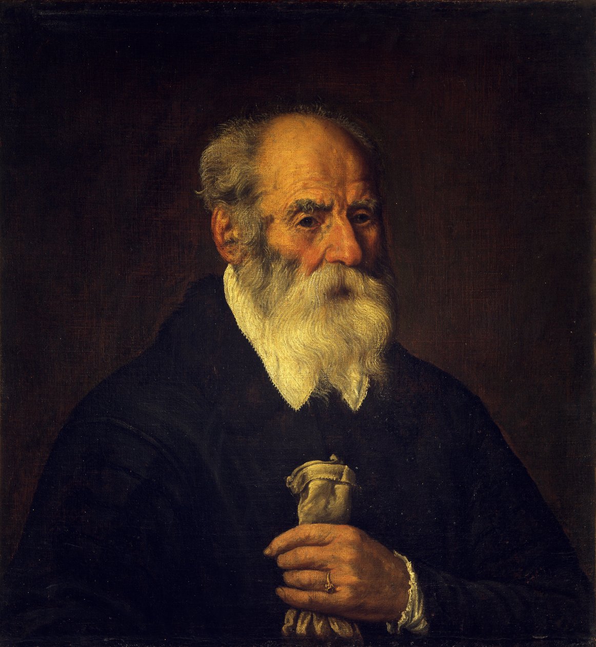 Starý muž s rukavicí (olej na plátně) od Marcantonio Bassetti