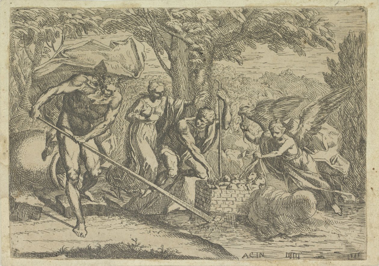 Romulus en Remus gevonden door Faustulus en Louva od Marcantonio Bellavia