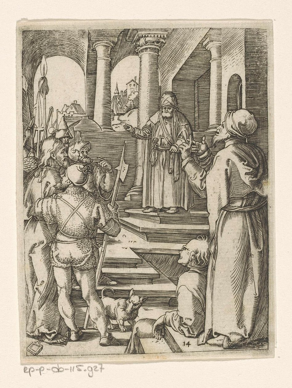 Kristus před Pilátem Umučení Krista (název série) od Marcantonio Raimondi