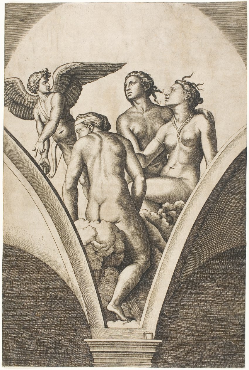 Amor a Tři Grácie od Marcantonio Raimondi