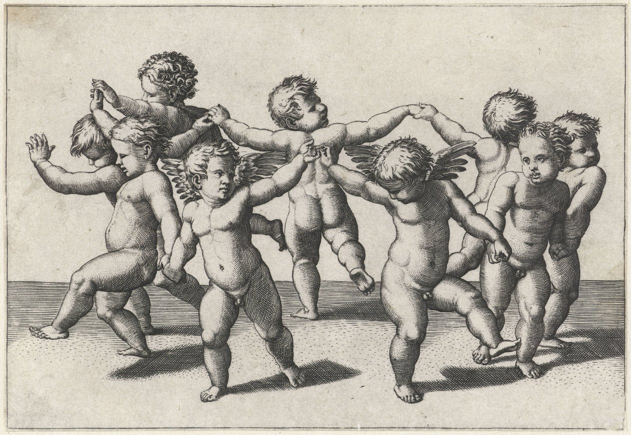 Tančící putti od Marcantonio Raimondi