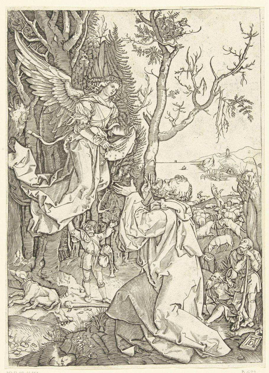 Angel se zjeví Joachimovi Život Marie (název série) od Marcantonio Raimondi