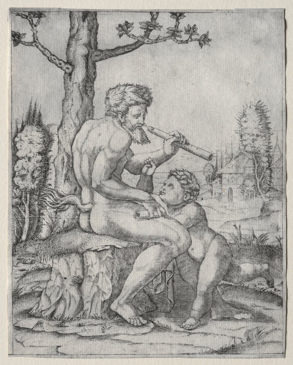 Faun a dítě od Marcantonio Raimondi