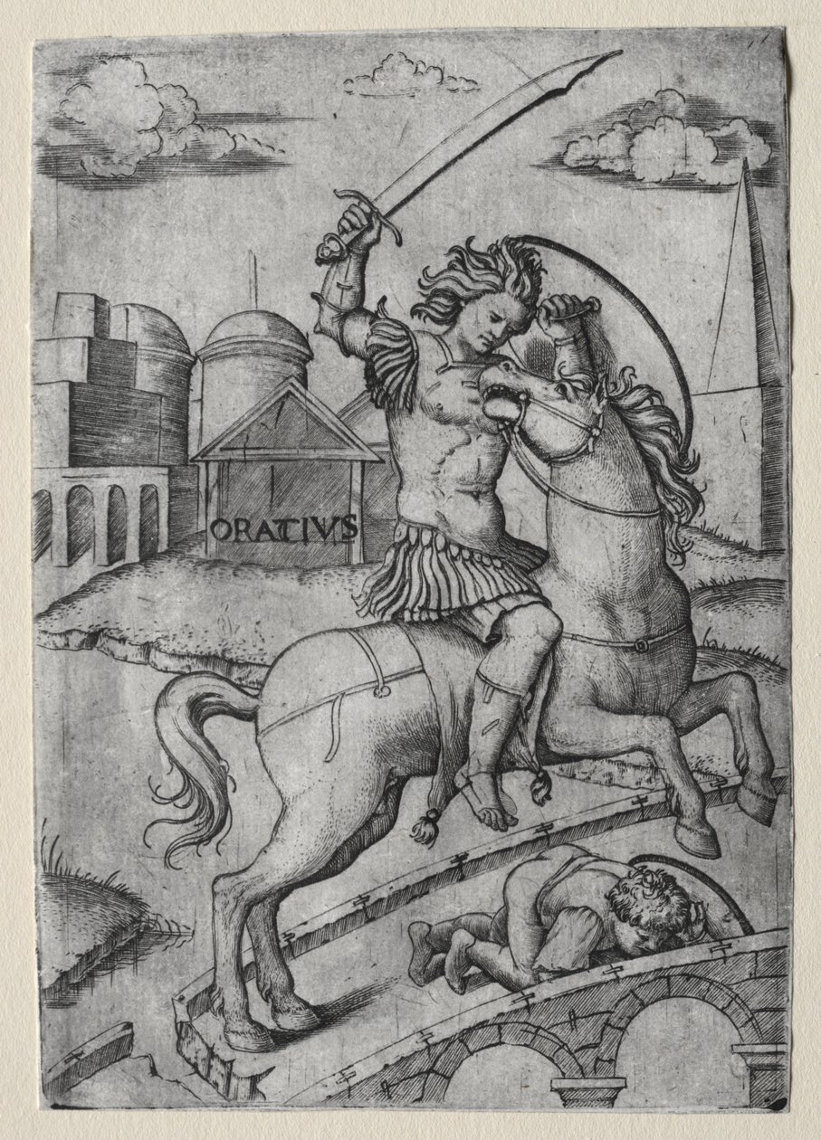 Horatius Cocles bránící most Sublician od Marcantonio Raimondi