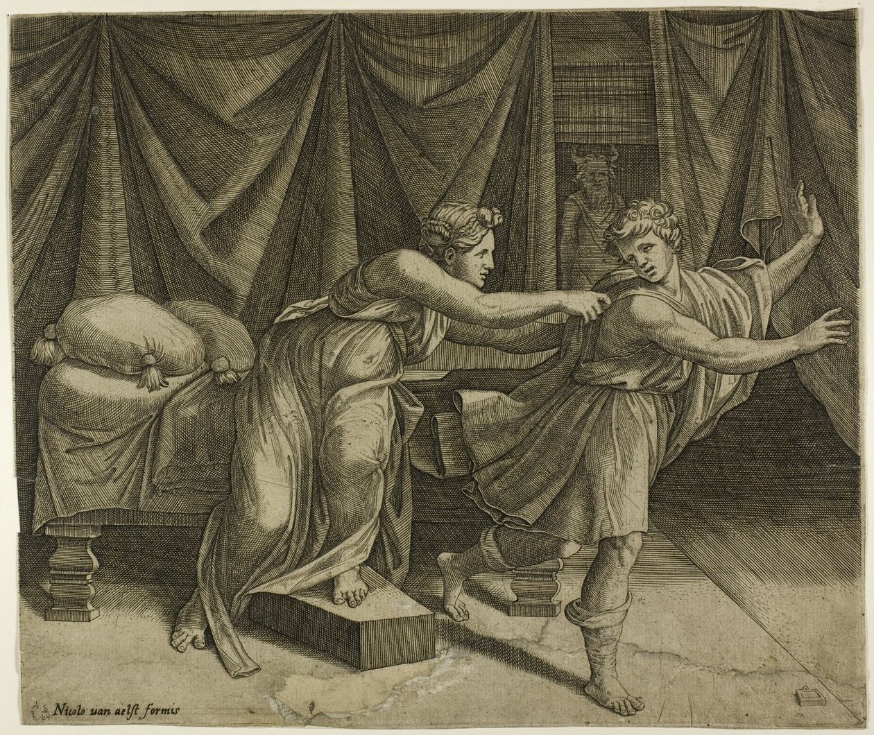 Josef a Potiferova žena od Marcantonio Raimondi