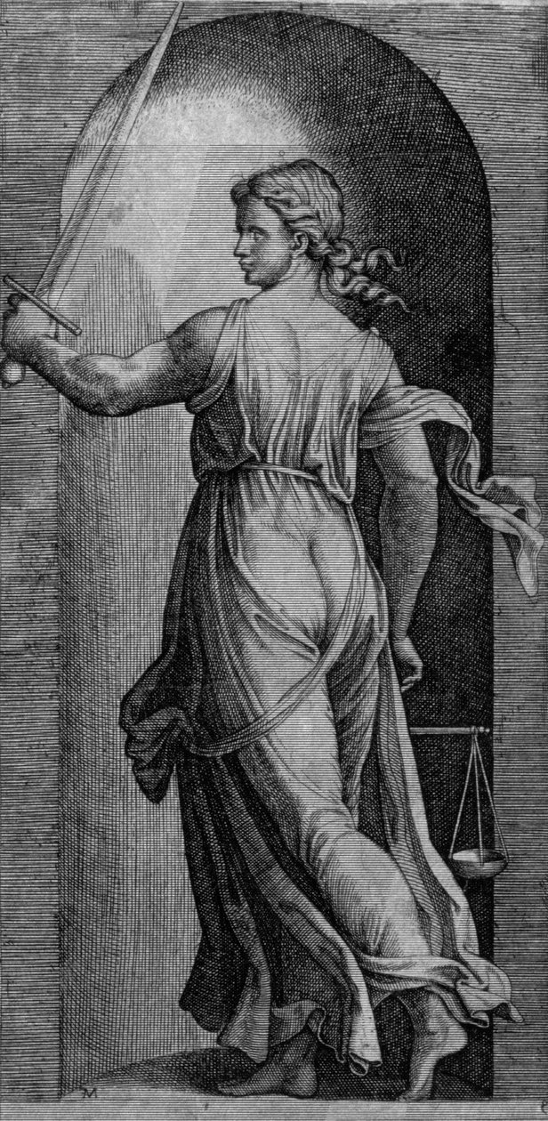 Spravedlnost od Marcantonio Raimondi