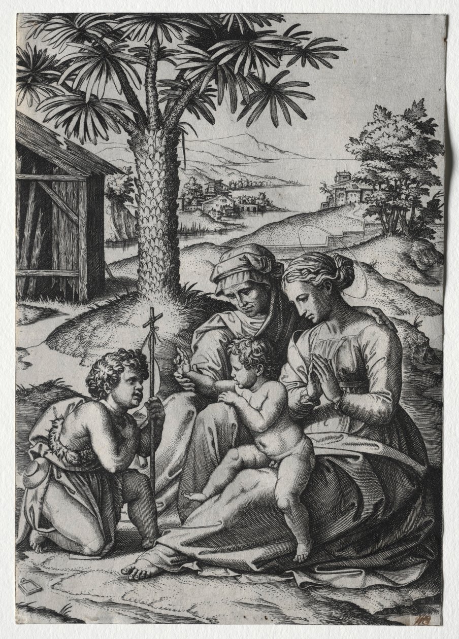 Madona z palmy. od Marcantonio Raimondi