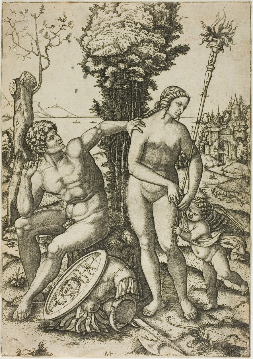 Mars, Venuše a Amor od Marcantonio Raimondi