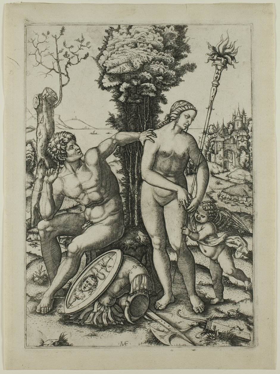 Mars, Venuše a Amor od Marcantonio Raimondi