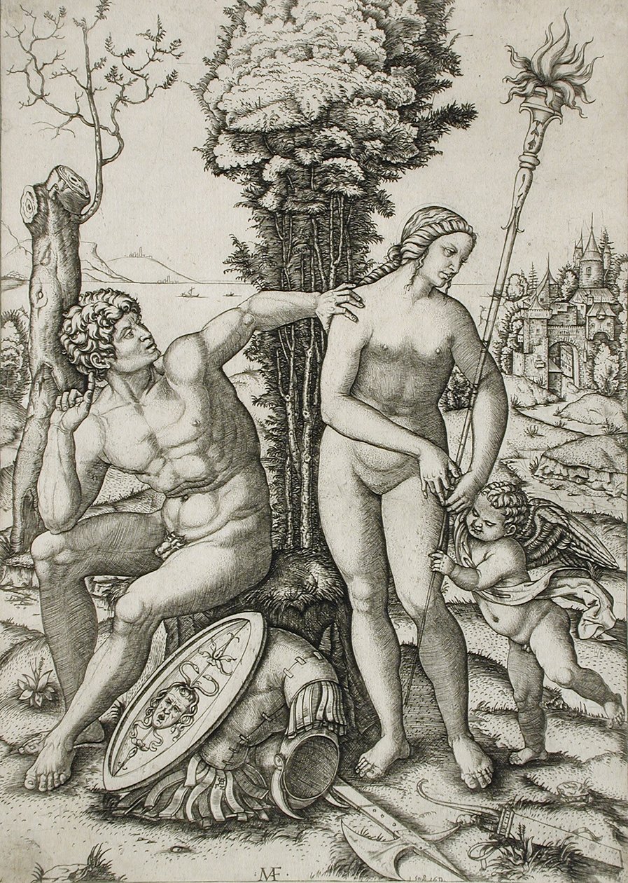 Mars, Venuše a Kupido od Marcantonio Raimondi