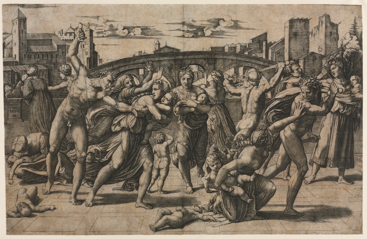 Masakr nevinných (s jedle) od Marcantonio Raimondi