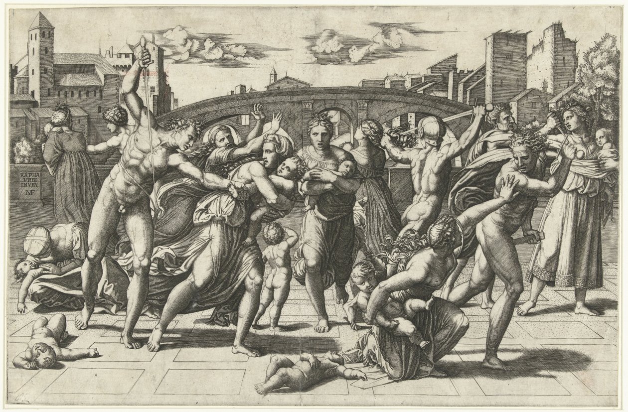 Masakr neviňátek, kolem roku 1515 od Marcantonio Raimondi