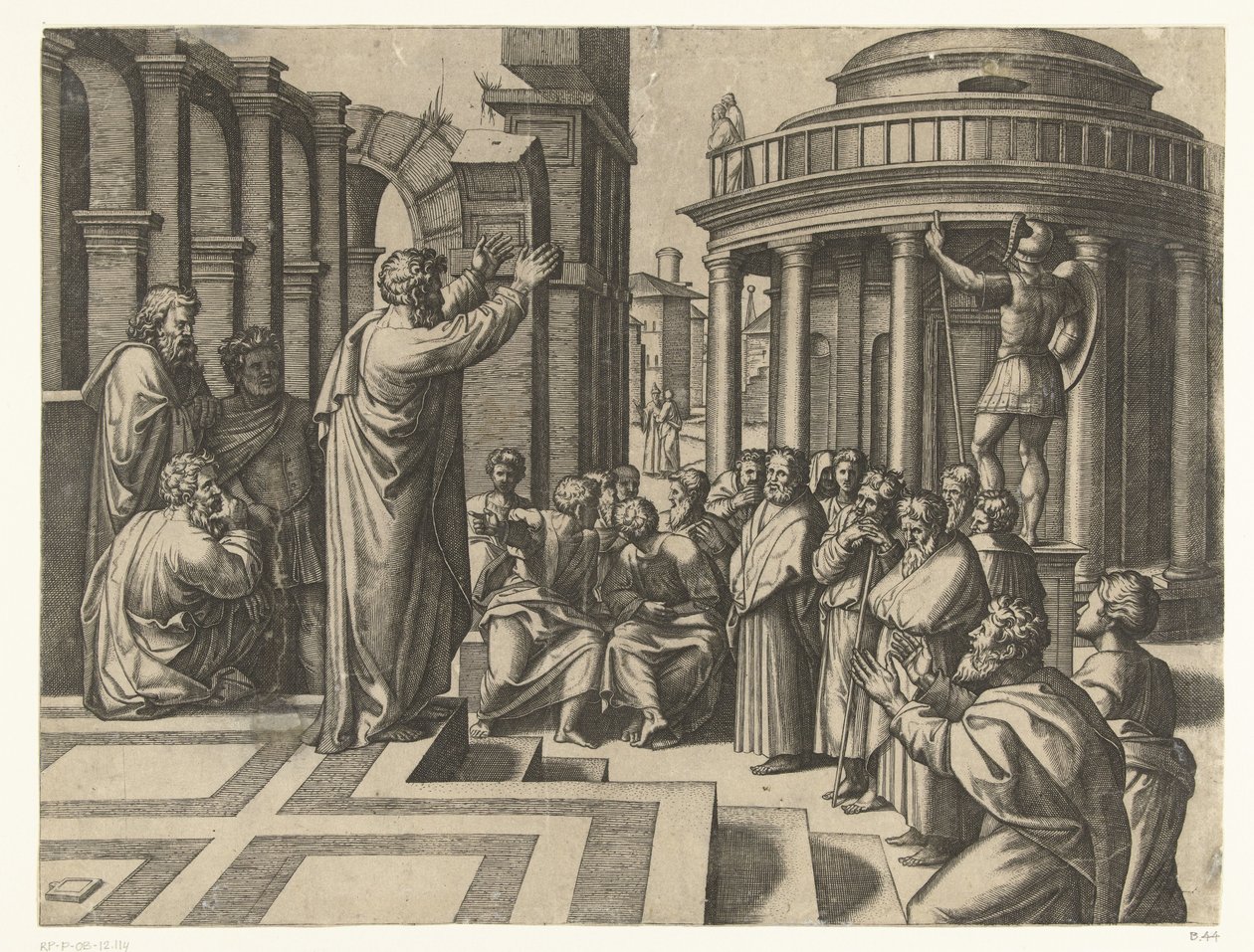 Pavel káže v Athénách od Marcantonio Raimondi