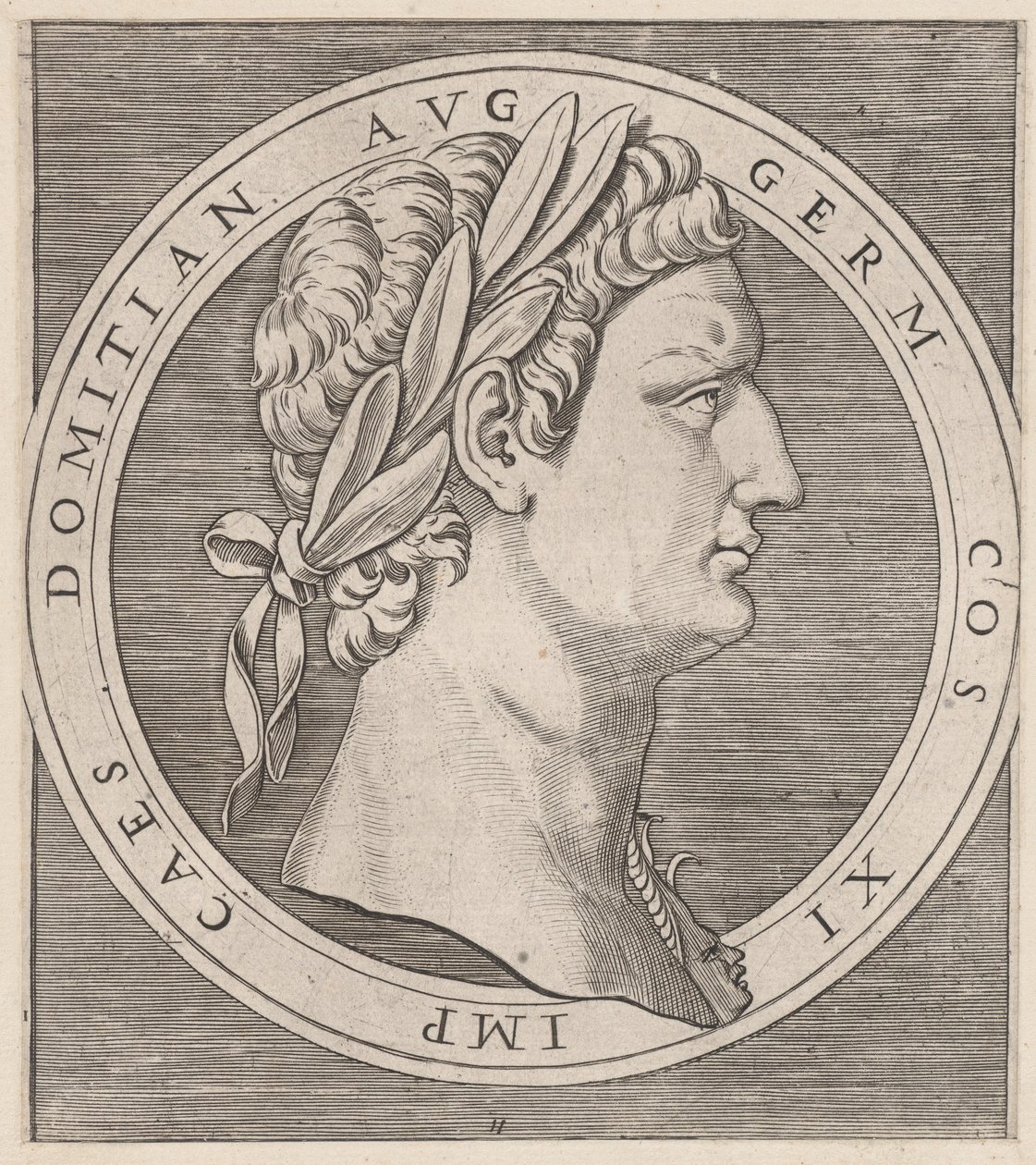 Zrcadlo římské velkoleposti: Domitianus, z Dvanáct Caesarů, ca. 1500-1534., ca. 1500-1534. od Marcantonio Raimondi