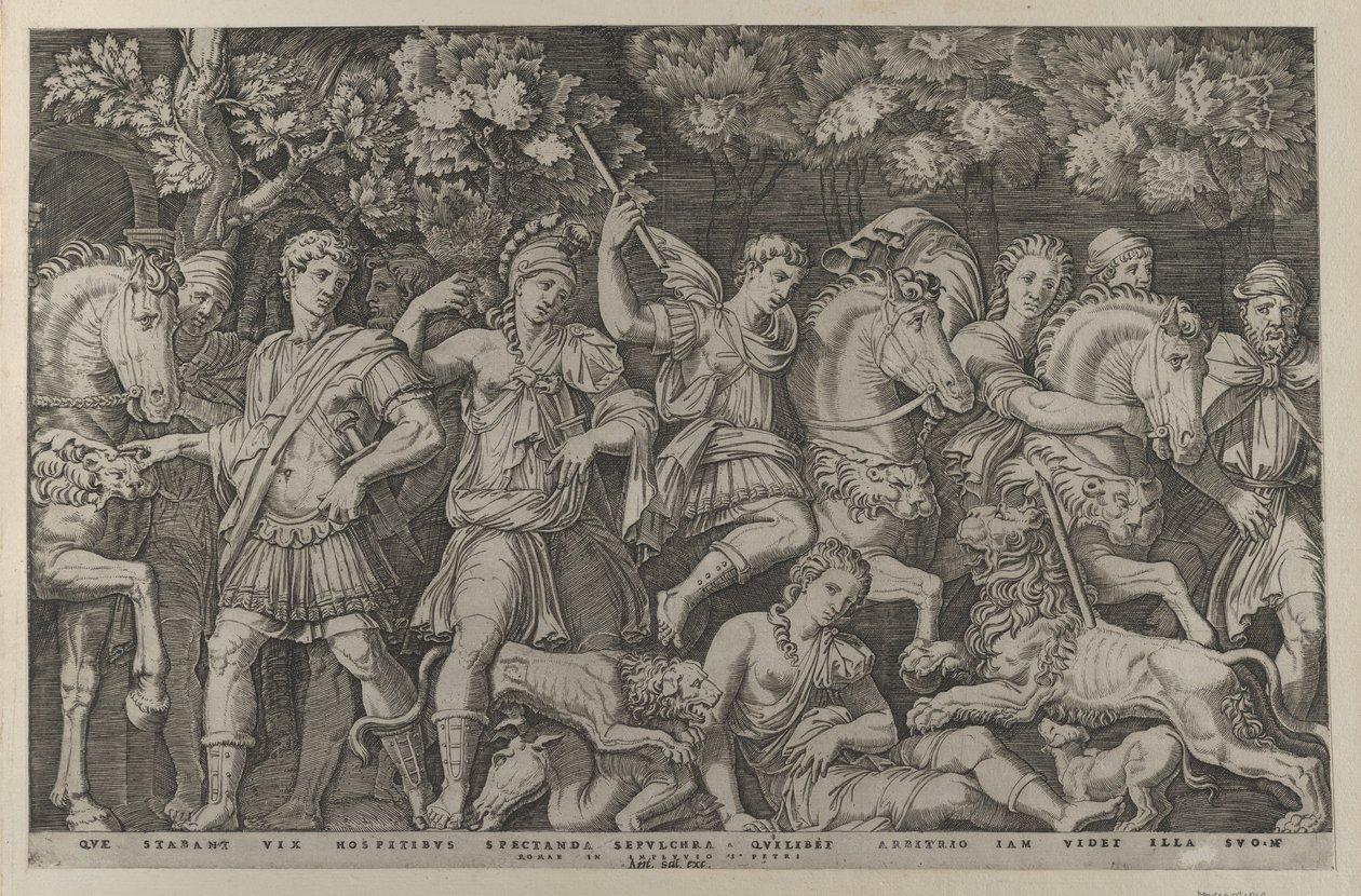 Lov lvů, ca. 1500-1534., ca. 1500-1534. od Marcantonio Raimondi