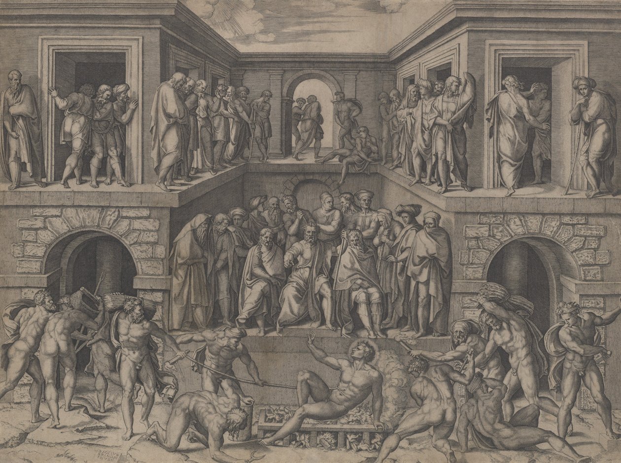 Mučednictví svatého Vavřince, po Bandinelli, ca. 1520. od Marcantonio Raimondi